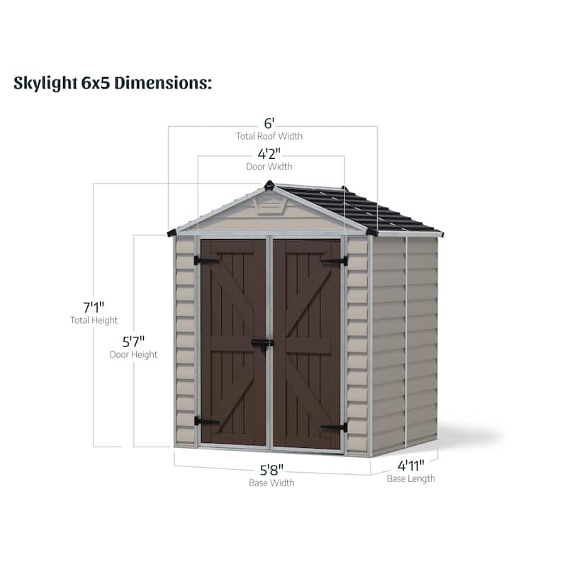 SkyLight 6 ft. x 5 ft. Tan Garden Outdoor Storage Shed - 6 ft x 5 ft