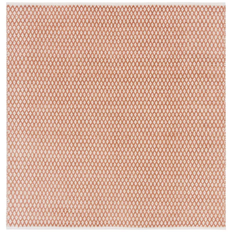 SAFAVIEH Handmade Boston Shirine Coastal Cotton Flatweave Rug - 6' Square - Orange