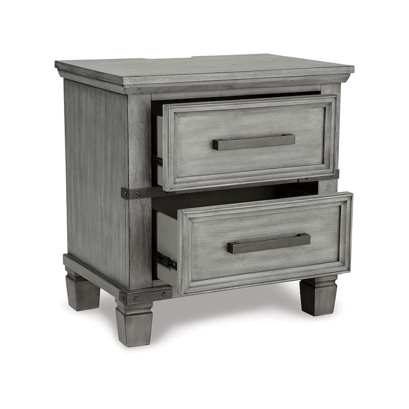 Zac 57 Inch Nightstand, 6 Drawers, Contemporary Metal Accents, Light Gray