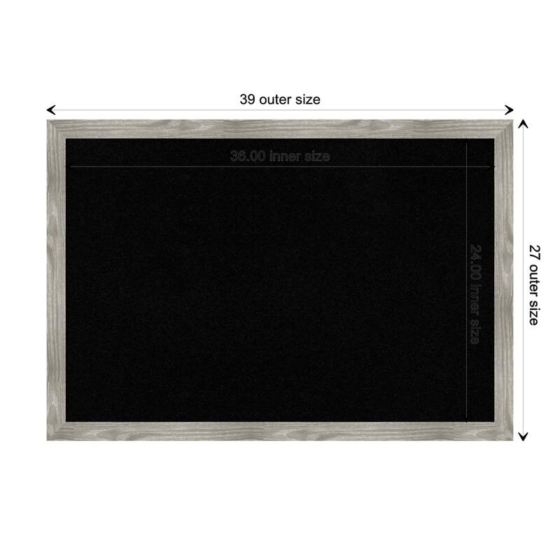 Dove Greywash Square Framed Black Corkboard Bulletin Board - Board Size 36x24
