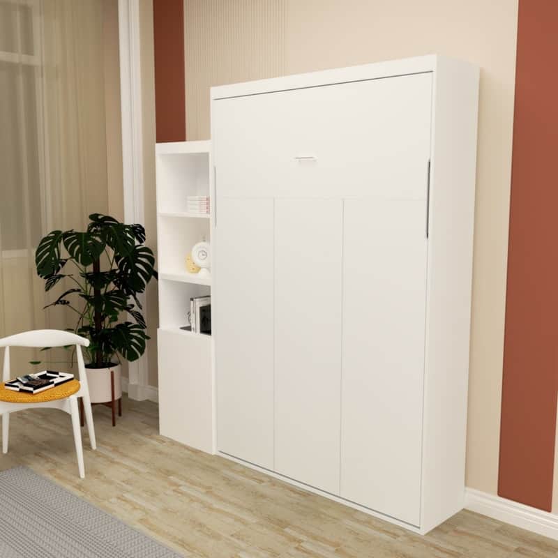 Queen Size Murphy Bed with Shelf and Drawers
