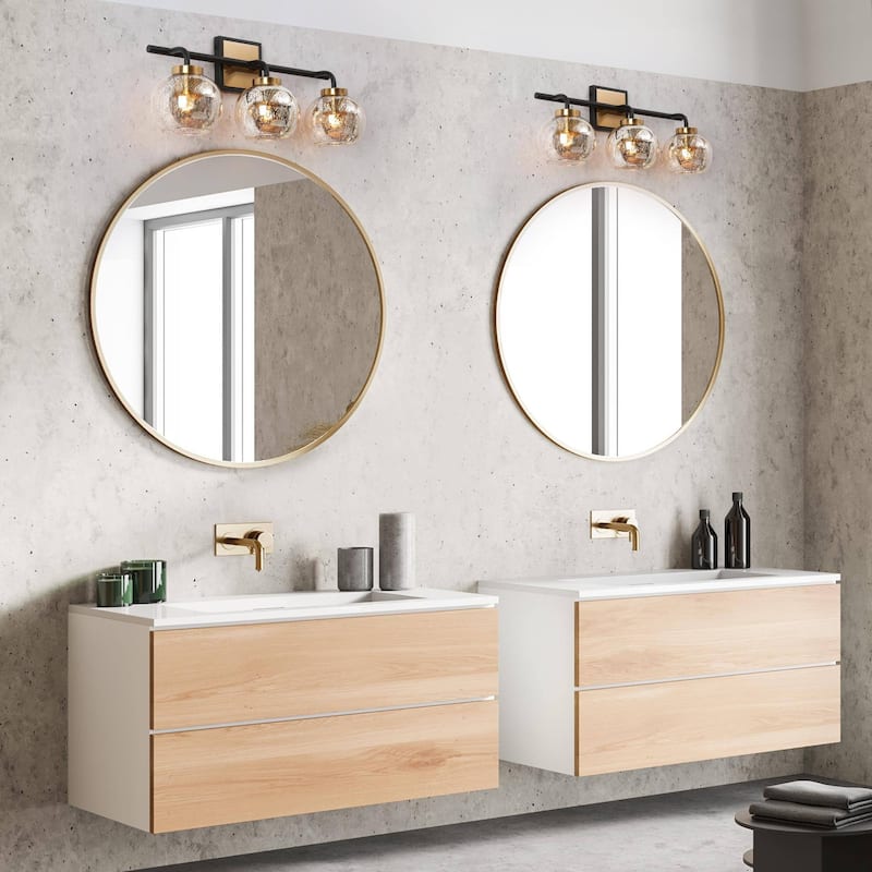 Modern 1/2/3/4-Light Black Gold Bathroom Vanity Lights Mercury Glass Wall Sconces