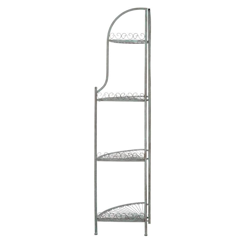 SAFAVIEH Shyla Victorian Wrought Iron 4-Tier Outdoor Corner Shelf - 14 In. W x 14 In. D x 60 In. H - 14Wx14Dx60H