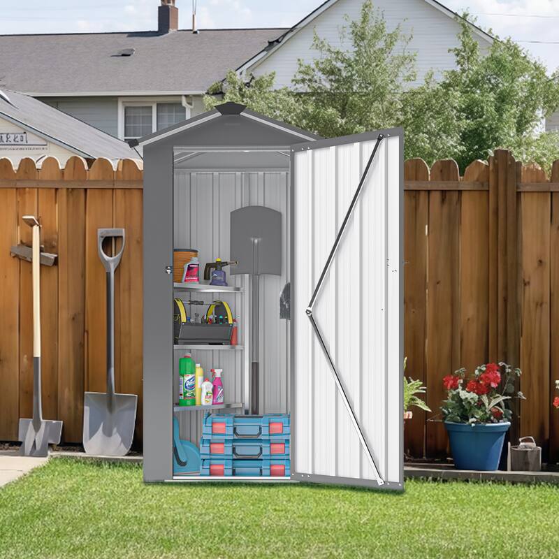 Galvanized Iron Garden Shed Tool Shed with Waterproof Lock & Stylish Design Outdoor Storage Shed for Backyard