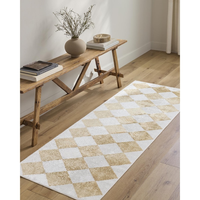 Livabliss Lillian Modern & Contemporary Checkered Indoor/Outdoor Area Rug - Mustard - 7'10" x 10'