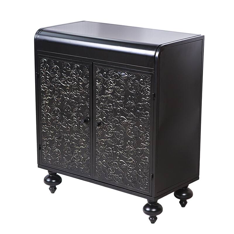 Accent Storage Cabinet with 2 Doors, Sideboard Steel Buffet Cabinet with Storage Embossed for Entryway Living Room