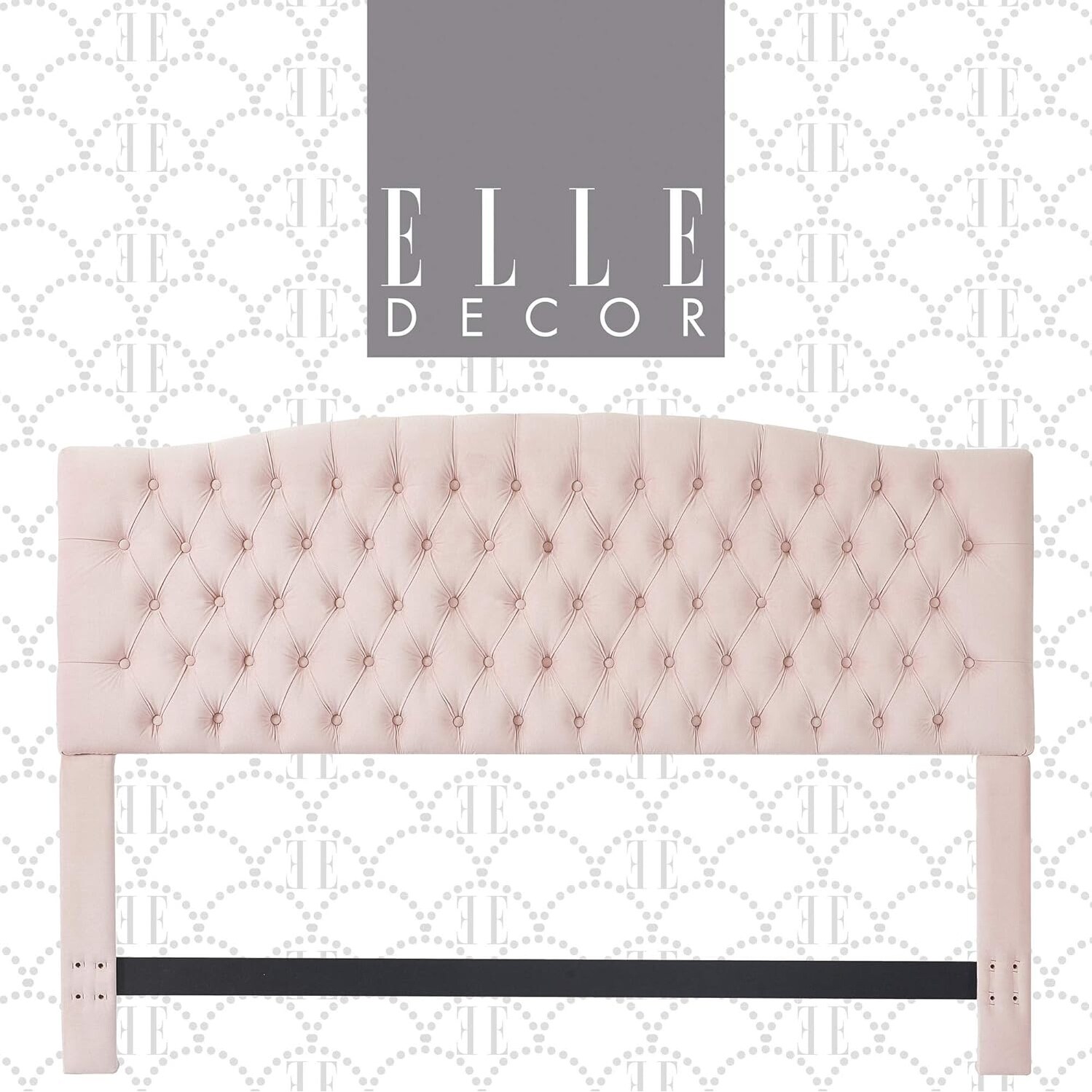 Queen Size Blush Pink Velvet Tufted Upholstered Headboard