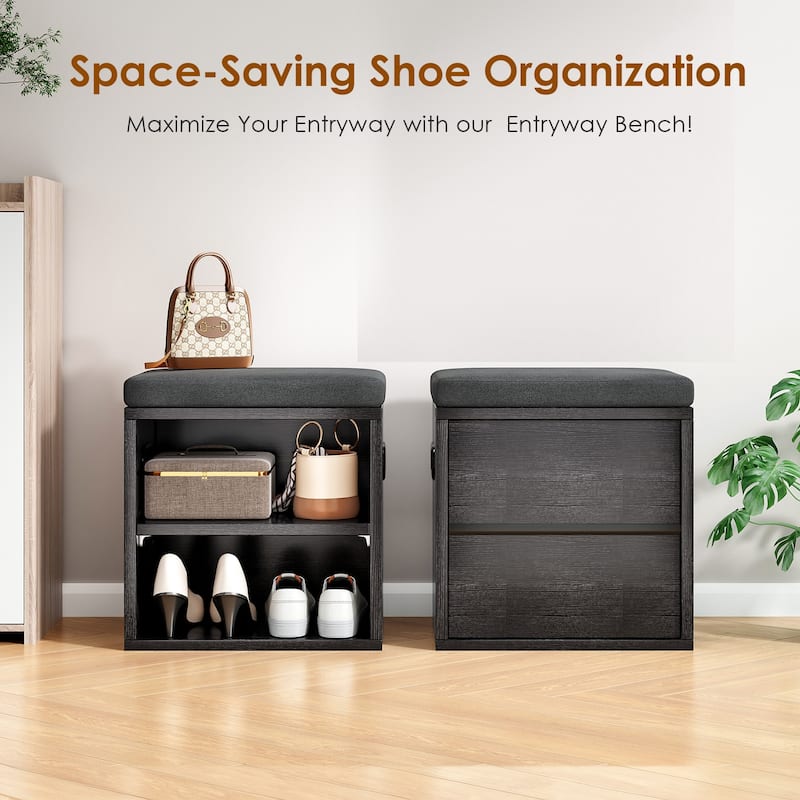 Small Shoe Bench for Entryway with Cushion Shoe Bench with Storage and Seating, Seat Entryway Shoe Rack, Entryway