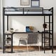 preview thumbnail 15 of 24, Full Size Metal Loft Bed with Built-in Desk and Shelves, Multifunctional Loft Bed Frame with Ladder and Guardrails