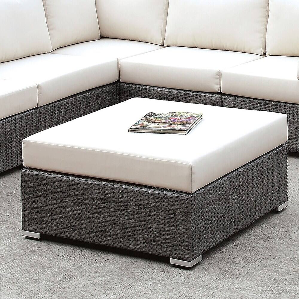 Pyle Contemporary Faux Wicker Rattan Large Ottoman by Furniture of America