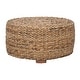 preview thumbnail 10 of 13, Hand-Woven Natural Abaca Wood Round Coffee Table Ottoman by East at Main