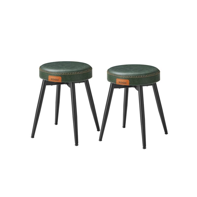 Mid-Century Modern Dining Stools, Synthetic Leather with Stitching - 20.3"D x 20.3"W x 30"H