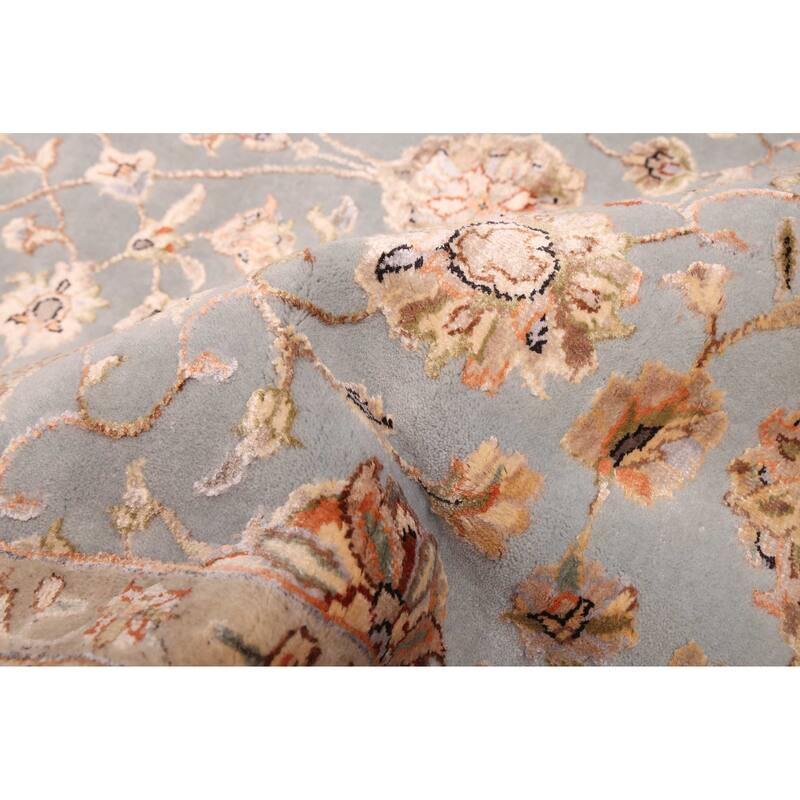 ECARPETGALLERY Hand-knotted Mirzapur Light Blue Viscose, Wool Rug - 7'11 x 10'3