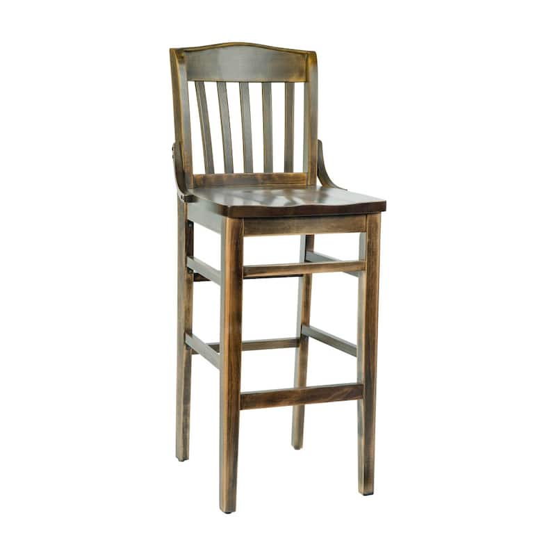 School House Back Wood Restaurant Dining Barstool - 18.5"W x 18.75"D x 44"H
