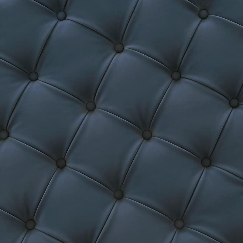 Devin Polished Faux Leather Round Tufted Ottoman by iNSPIRE Q Modern