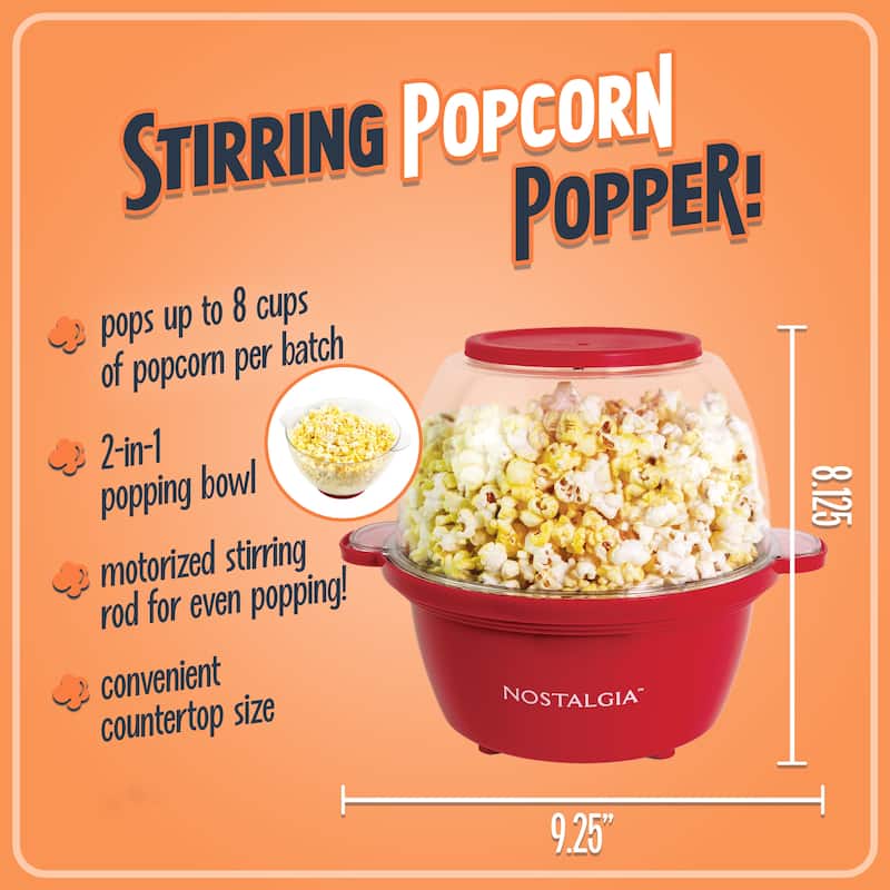 Nostalgia 2 QT Stainless Steel Stirring Popcorn Popper