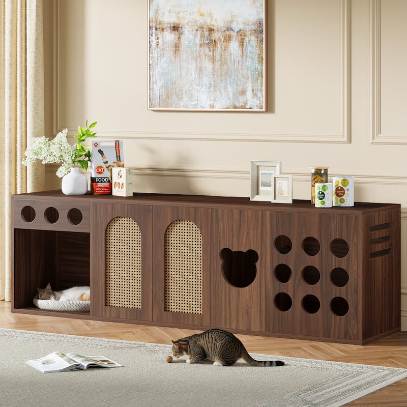 Extra Large Cat Litter Box Enclosure, 70.9-Inch Box Furniture Cabinet