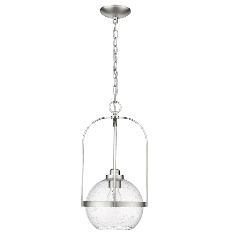 Devonshire 1-light Pendant w/ Clear Seeded Glass - Brushed Nickel