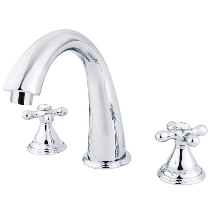 Kingston Brass Vintage Deck Mounted Roman Tub Filler with Cross - Polished Chrome