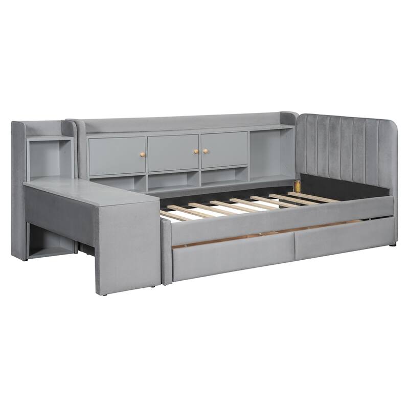 Twin Size Upholstered Daybed with Drawers