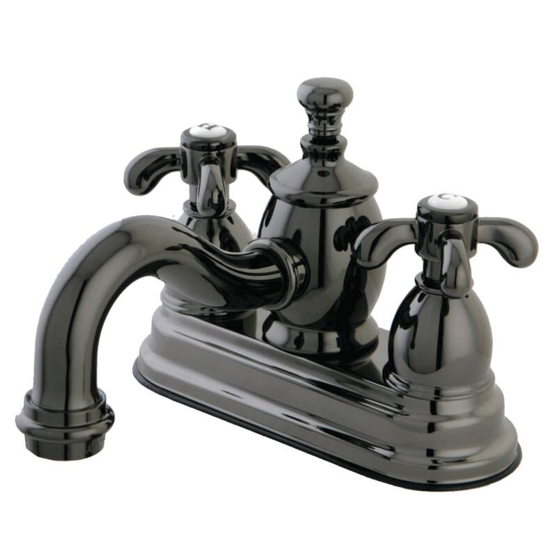 Kingston Brass Water Onyx Centerset Bathroom Faucet with Brass Pop-Up - Black Nickel