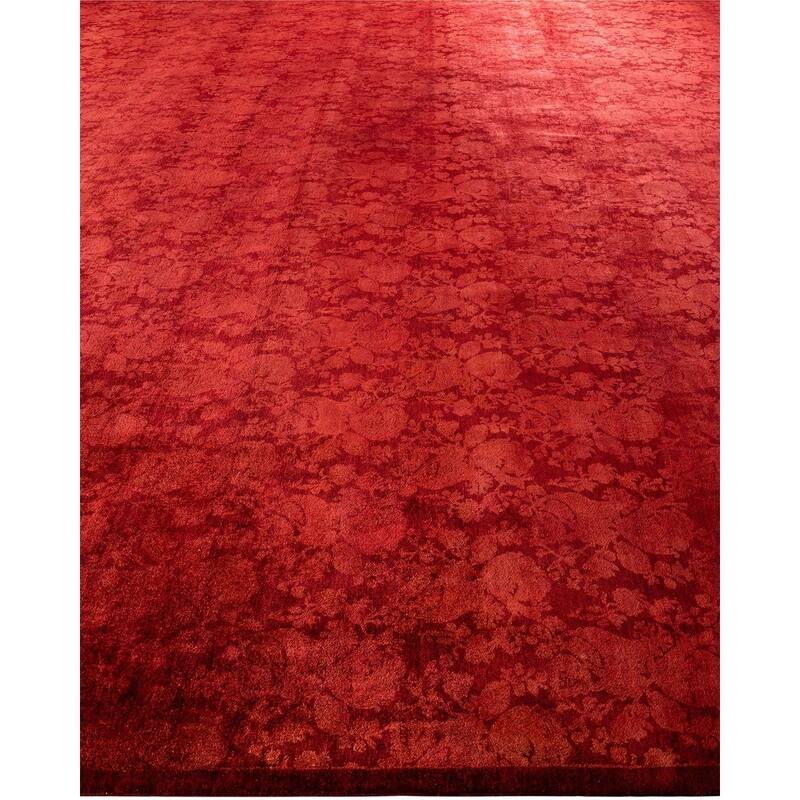 Overdyed, One-of-a-Kind Hand-Knotted Area Rug - Red - 12' 1" x 16' 4"