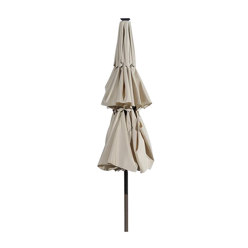 Clihome 10FT LED 3-Tier Patio Market Umbrella with Crank