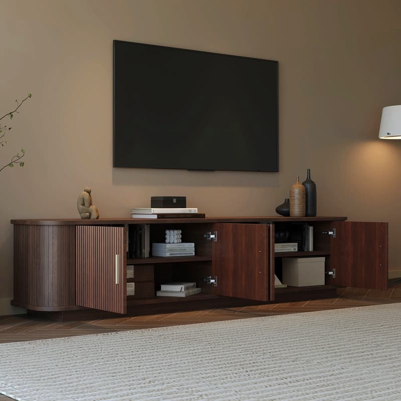 Modern 70" TV Stand for TVs up to 80", Media Entertainment Center with Storage Cabinet