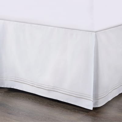 HiEnd Accents 100% Cotton Hotel Luxury Embroidered Border Bed Skirt, 1PC