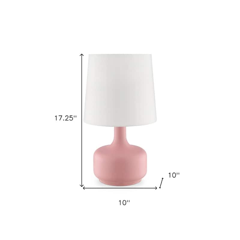 Metal Touch Table Lamp with White Linen Empire Shade - 10” x 10” x 17.25” (D x W x H)