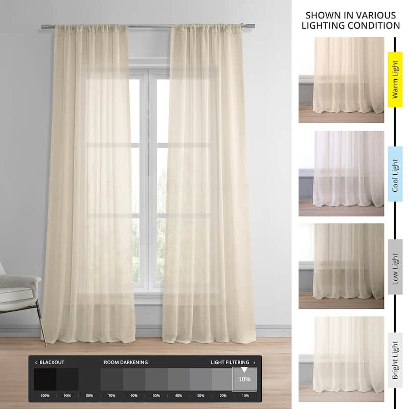 Exclusive Fabrics Solid Faux Linen Sheer Curtain (1 Panel)