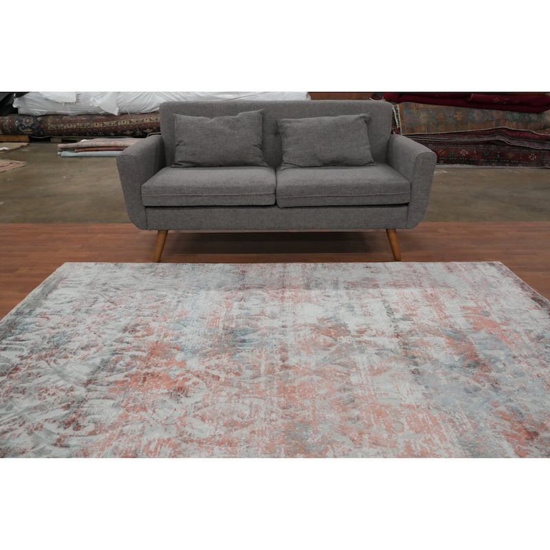 Hand Knotted Oriental Viscose Silk Carpet Modern Abstract Multi-Colored Abstract Area Rug - 8' 1'' X 5' 7''