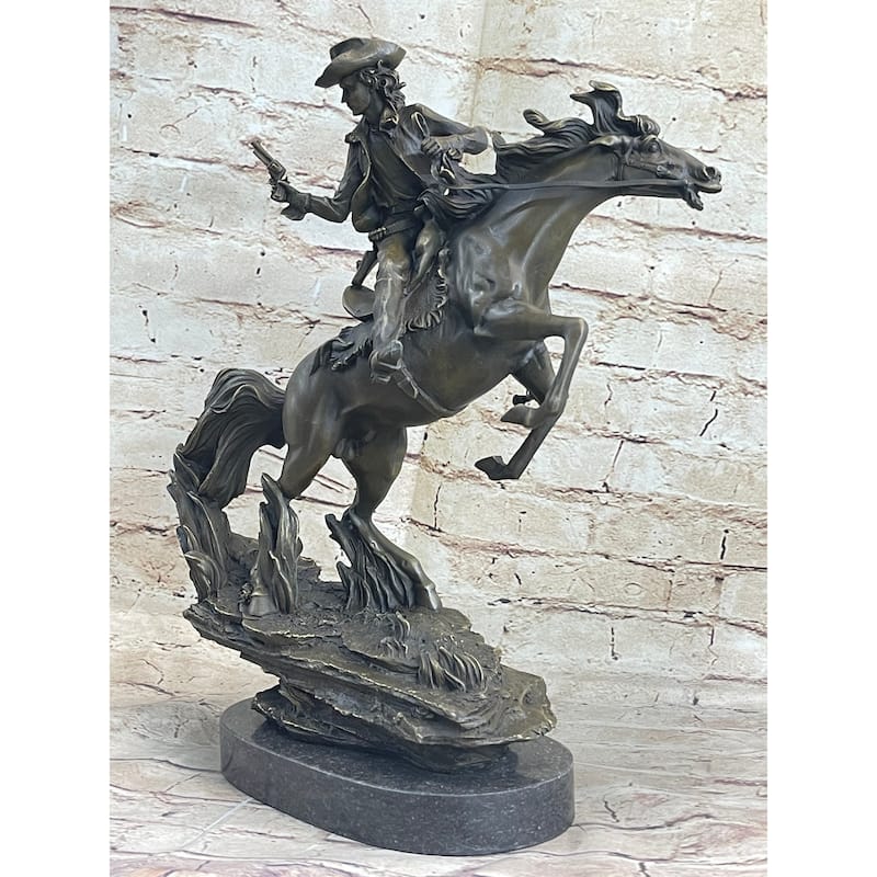 Original Kamiko Outlaw Wild West Bronze Marble Base Sculpture Statue Figurine