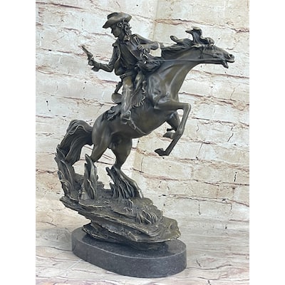 Original Kamiko Outlaw Wild West Bronze Marble Base Sculpture Statue Figurine