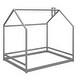 preview thumbnail 27 of 38, Semi-Enclosed House Bed for Kids, Full Size Floor Bed with Roof, Playhouse Design, Solid Pine Wood Frame, No Slats