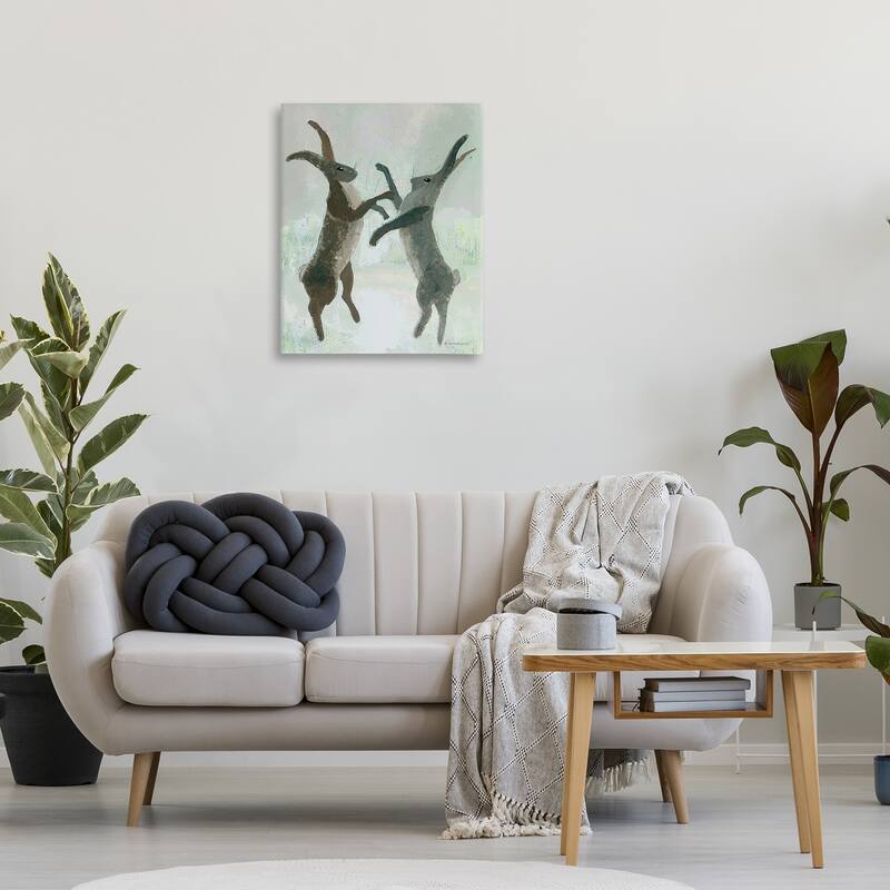 Stupell Boxing Hares Impression Canvas Wall Art Design By Kay Widdowson