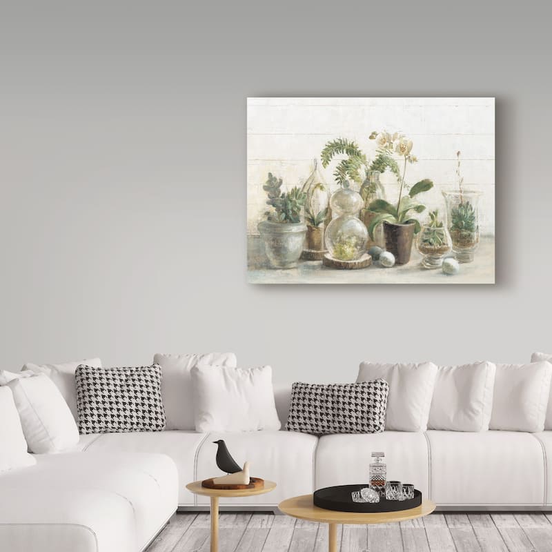 Danhui Nai 'Greenhouse Orchids on Shiplap' Canvas Art