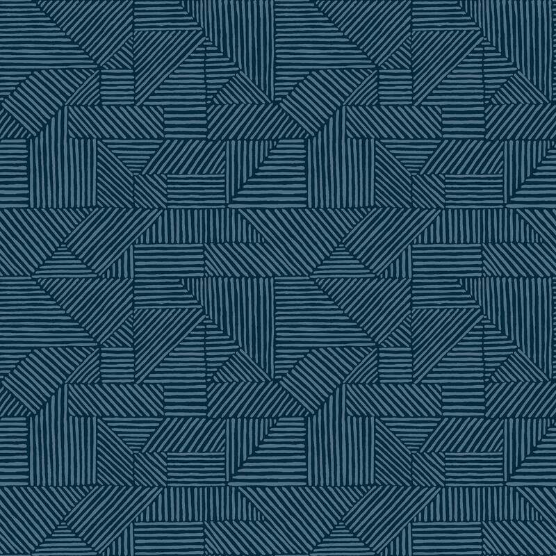 A-Street Prints Crescendo Dark Blue Block Geometric Wallpaper