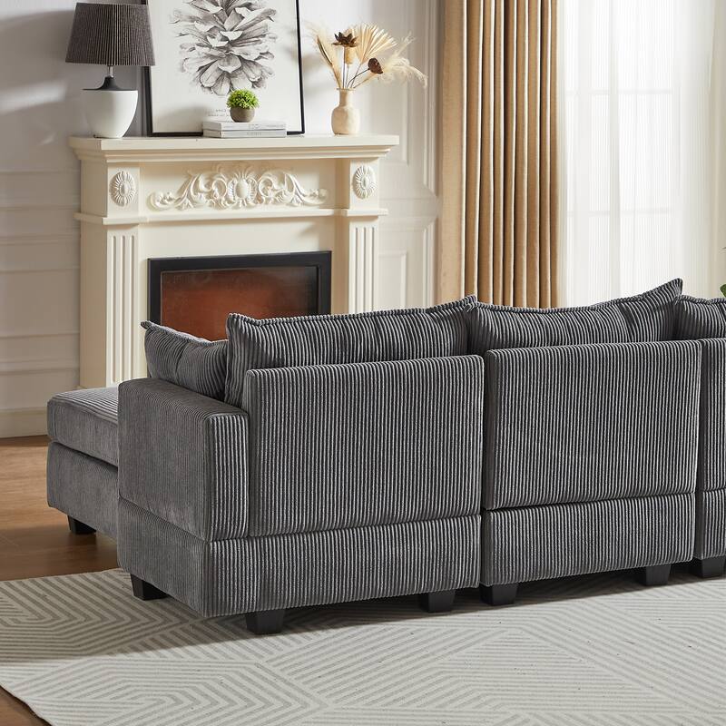 Dark Gray Sectionals Sofa with Storage Ottomans Chaise and Pillows