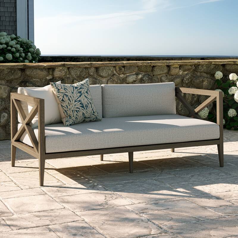 Northlake Outdoor Patio Teak Loveseat - Pebble