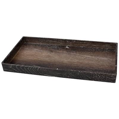 Home Basics Dark Walnut Rustic Vintage Plastic Vanity Tray - Dark Walnut - 1.25" x 7.5" x 14"
