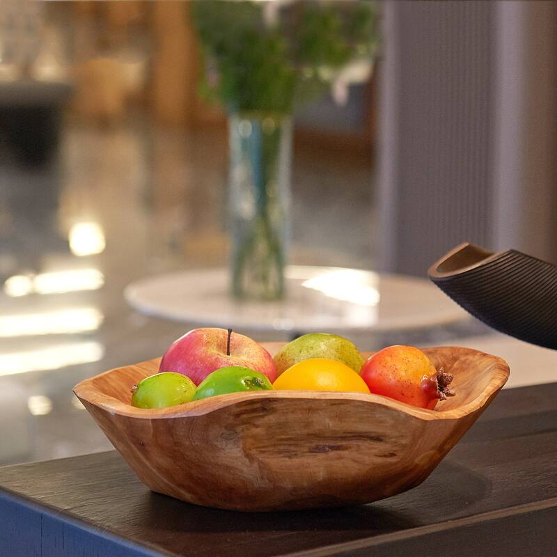 Greenage Cedar Fruit Bowl, Wooden Storage Natural Crafts Serving Bowls