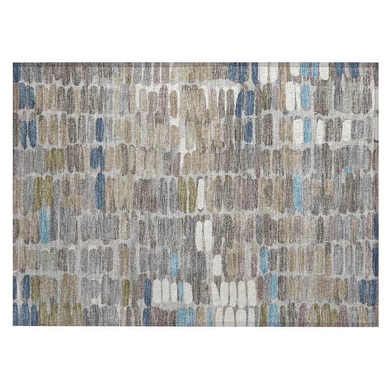 Machine Washable Indoor/ Outdoor Modern Caps Chantille Rug