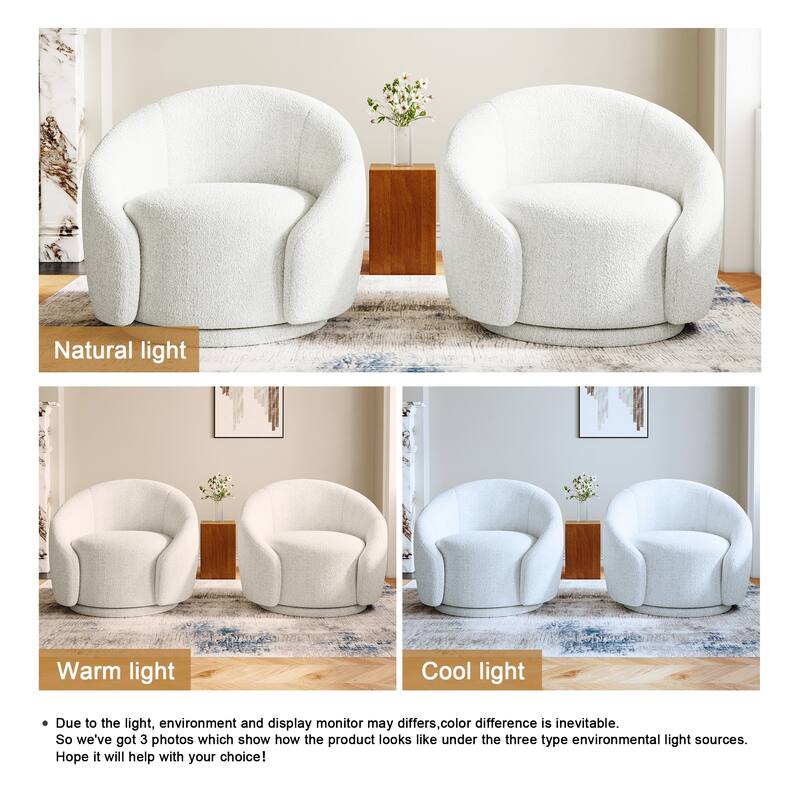 35" Wide Upholstered Swivel Accent Barrel Chairs (Set of 2)