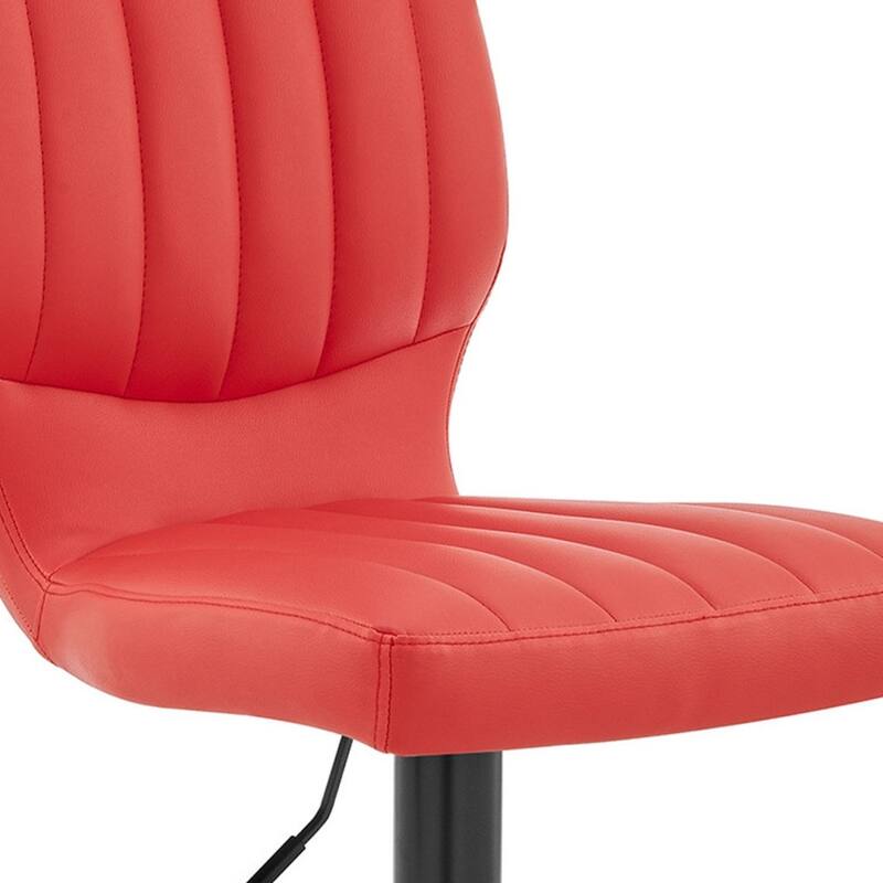 25" Red And Black Iron Swivel Adjustable Height Bar Chair - Red and Black