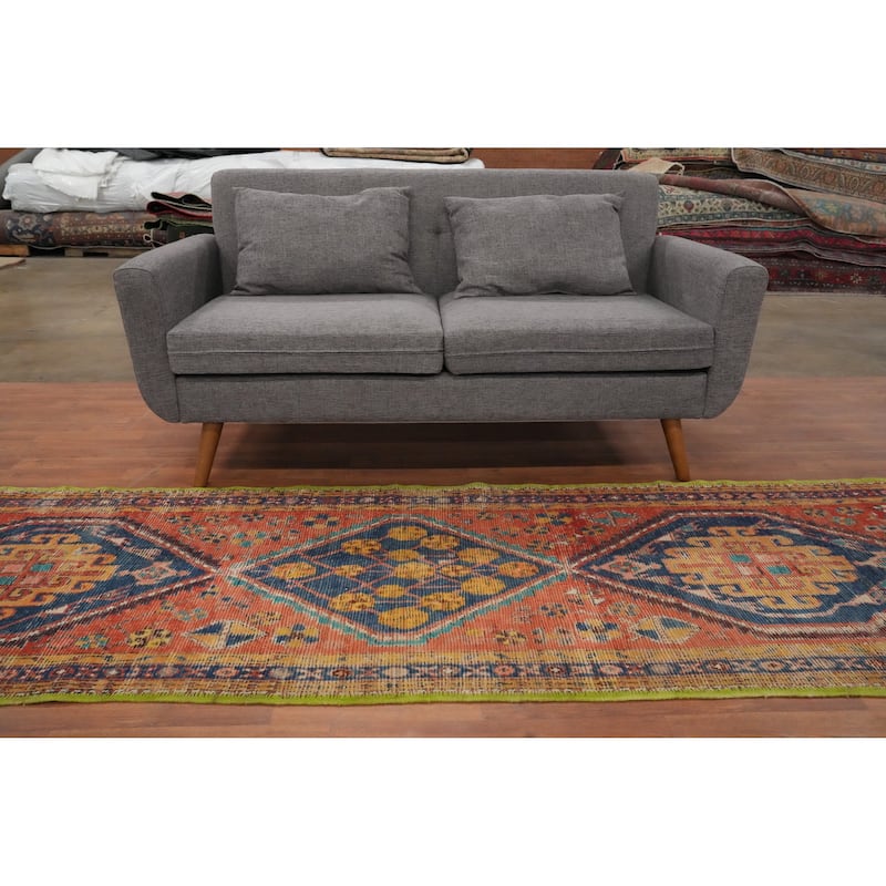 Hand Knotted Oriental 100% Wool Carpet Traditional Tribal Oranges & Rust Bakhtiari Runner Rug - 10' 0'' X 2' 11''