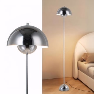 Modern Dome Floor Lamp, Industrial Slim Metal Shade - 65" Tall Standing Lamp for Living Room, Bedroom, Office