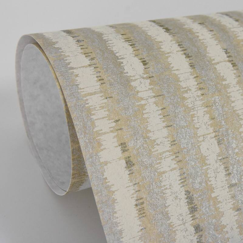 Brewster Annabeth Beige Distressed Stripe Wallpaper - 21in x 396in x 0.025in
