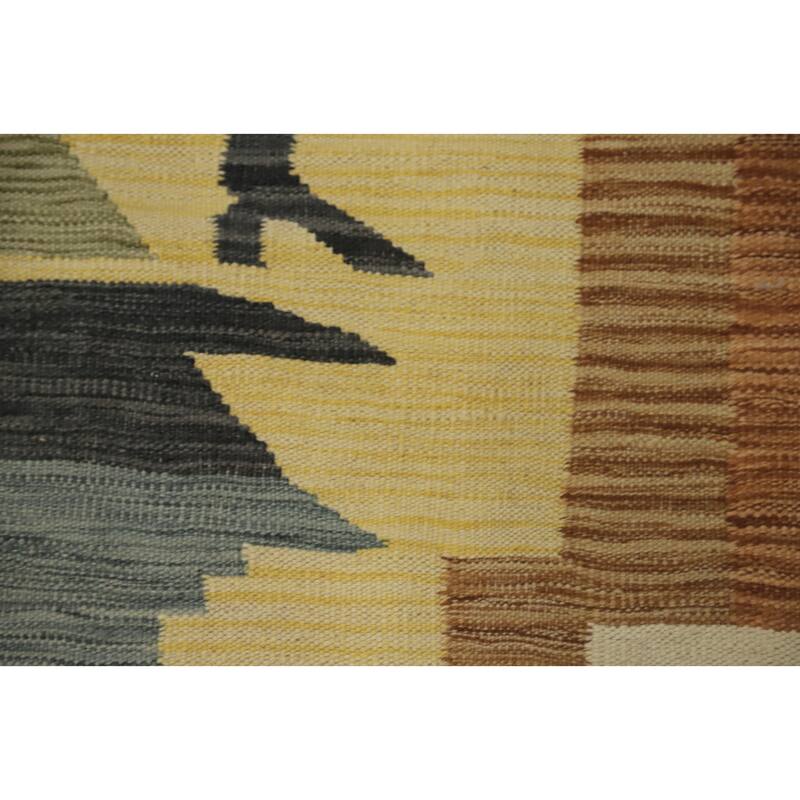 Hand Woven Oriental 100% Wool Carpet Southwestern Modern Multi-Colored Kilim Runner Rug - 6' 0'' X 2' 2''