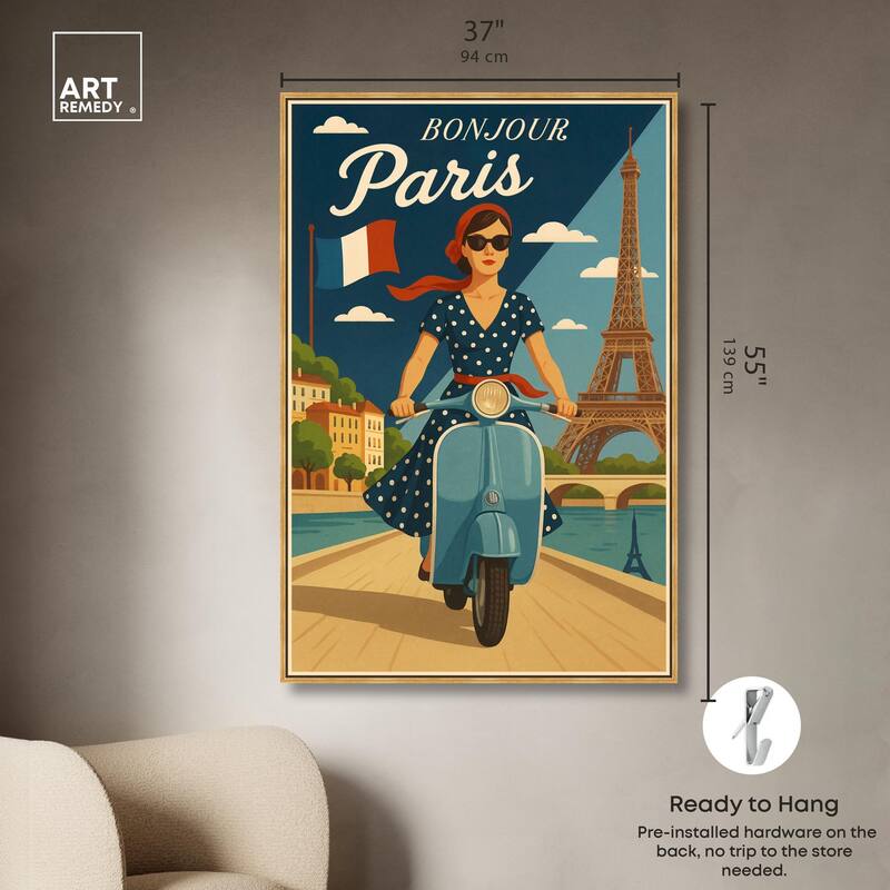 Scooter French Travel Canvas by Art Remedy